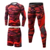 Chándales para hombres Conjunto de fitness de otoño / invierno para hombres Camuflaje estampado Medias elásticas altas Pantalones de entrenamiento de secado rápido Conjunto de tres piezas para correr 230620