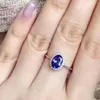 Anelli a grappolo Anello in pietra di tanzanite blu naturale S925 Gemma d'argento Moda Elegante Diana Rotondo Gioielli da donna per feste di matrimonio