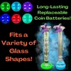 Bong-Glas-Wasserpfeife Shisha Austauschbare Münzbatterie LED-Silikon-Basisstoßstange 3 bis 4,25 Zoll gerades Rohr oder Becherbasis 420 Partygeschenke für Erwachsene für Kiffer Zubehör