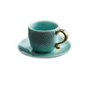 Mokken Luxe 150ml Cup Coffe Thee Set Keramische Kopjes Creatieve Koffie Met Lade Taza Para Cafe Coffeeware Mok accessoires