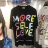 Camisetas masculinas de boa qualidade, coloridas, letras grandes, mais amor próprio, camisas masculinas, hip hop, soltas, gola redonda, camisetas femininas, camisetas de algodão T230621