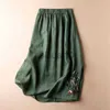 Skirts Retro Cotton and Linen Summer Skirt Women's 2022 New Embroidered Solid Color Large Swing Skirt All-match Thin Long Ladies Skirt J230621