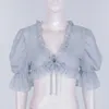 Giacche da donna Womens 3/4 Sleeve See-through Adorable Frilly Chiffon Cardigan Semi See Through Bolero Shrug Lace-up Crop Top Cove Ups