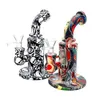 Kit de cachimbos de borbulhador de silicone mini padrões coloridos com cabo de vidro filtro funil tigela erva seca tabaco narguilé cachimbo de água narguilé shisha suporte para bongo cachimbos dhl