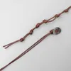 Bracelets porte-bonheur naturel oeuf forme pierre Bracelet pour femmes hommes mode cuir étanche fil de cire tresse bijoux cadeaux