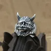 Cluster Ringe FNJ Punk Ghost Ring 925 Silber Schmuck Mode S925 Sterling Thail Für Männer Einstellbare Größe 8,5-11 Bague