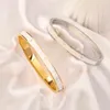 Designer Bangle 18K Gold Plated Stainless Steel Simple Lucky Women Wedding Enamel Letter Bracelets Wedding Gift Jewelry ZG2284