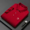 Herren Polos Sommer Atmungsaktive Jacke Luxus Herren Baumwolle Bestickt Business Kurzarm Hemd Einfarbig Revers Männer Casual