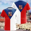 Camisetas Masculinas com Bandeira da República Tcheca, Brasão de Armas, Camisetas de Verão Casual, Streetwear, Moda Masculina, Camisetas Soltas, Menino, Tamanho Grande, Curto