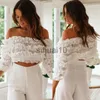 Chemisiers pour femmes Chemises Femmes Sexy Hors Épaule Blouse À Volants Bouffée À Manches Longues Chemise Baggy Crop Top D'été Mode Vêtements J230621