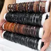 Bangle 50st/Lot Wholesale Random Retro Multi-Layer Leather Armband för män Kvinnor Handgjorda Charm Armband Wrap Jewelry NM3 230620