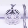 Naszyjniki wisiorek islam oko z indyka kryształowy łańcuch ze stali nierdzewnej srebrny kolor w zawieszki Kobiety/mężczyzn biżuteria bijoux femme nxs05