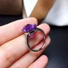 Bagues de cluster Big Taille Purple Amethyst Gemstone Bague pour femmes Fine Bijoux Naturel Véritable Gem 925 Sterling Silver Cadeau d'anniversaire