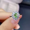 Cluster-Ringe KJJEAXCMY Edlen Schmuck S925 Sterling Silber Eingelegte Natürliche Tsavorit Mädchen Trendy Edelstein Ring Unterstützung Test Chinesischen Stil