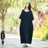 Etniska kläder eid muslimsk klänning rånar kvinnor elegant kort ärm 2023 casual solid party klänningar ramadan abayas caftan kaftan vestidos