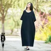 Abbigliamento etnico Eid Abito musulmano Abiti da donna Elegante manica corta 2023 Abiti da festa solidi casual Ramadan Abayas Caftano Kaftan Vestidos