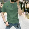 2023 T-shirt da uomo a maniche corte in seta di ghiaccio Body Feel Trend T-shirt a mezza manica occidentale semplice casual slim fit versatile