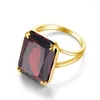 Cluster Rings Real Silver 925 Ring For Women Gold Plated Sterling Jewelry Trendy Red Garnet Quality Present Kvinna