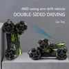 ビッグサイズ4WD RCシックスホイールドリフトスイングアームスタントカーミュージックライトスプレーリモートコントロールカーオフロード車両変形カーおもちゃ