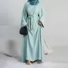 Vêtements ethniques 2 pièces Abaya Kimono correspondant ensemble musulman Ramadan Abayas pour femmes Dubaï Turquie intérieur Hijab robe africaine Islam vêtements Jilbab 230620