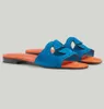 Slipper Cutout Slides Women's Sandal New Fashion Ladies Slippers Designer Flat Sandals Leather Casual Beach Flip-Flops Box EU35-43