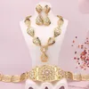 Necklace Earrings Set Gold Plated Moroccan Caftan Wedding Jewelr Rhinestone Chain Belt For Women Turkish Ethnic Bridal Bijoux De Mariage