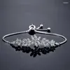 Link Armbanden JUNZI Fashion Leaf Zirconia Verstelbaar Voor Vrouwen Prachtige Elegante CZ Crystal Bruids Bruiloft Sieraden Verjaardagscadeaus