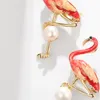 Pins Broschen Ajojewel Italien Emaille Brosche Flamingo Schmuck mit natürlichen Perlen Vogel für Frauen Männer Mode Geschenk 2023 230621