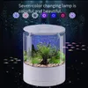 Akvarier Runda färgglada lampor Desktop Fish Tank Mini Fighting Small Gold Lighting Filter Oxygen Aquarium Accessories 230620