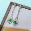 Dangle Chandelier RUZZALLATI Vintage Antique Lab Emerald Jewelry Silver Color Hollow Design Long Drop Earring for Women Dangler Gift 230620