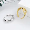 Bagues de cluster Amaiyllis S925 Sterling Silver Light Luxury Hollow Open Ring Mode Individuelle Interlocking Index Finger Jewelry