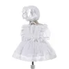 New Baby Girls Dress with Hat Toddler Maniche corte Battesimo Abito da battesimo Abito da comunione formale