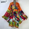 Grundläggande casual klänningar Winyi Bikini Cover-Ups Fashion Printing Self Belted Women Summer Clothing Kimono Holiday Dress Beach Wear Swim Suit Cover Up 230620