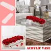 Vases Flower Vase Acrylic Rectangle Rectangular Floral Centerpiece For Dining Table 15.7 Inches Clear Long 22 Holes Flowe