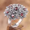 Klusterringar 2023 Fashion Real Solid S925 Sterling Silver Ring For Woman Appordred Garnet Women