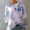 Women's Blouses Women Shirts & Loose Floral Print Slash Neck Blouse Pullover Tops Shirt Casual Streetwear Female Cloth Camisas Y Blusas