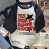 Męskie koszulki amerykańska osobowość raglan ramiona ponadgabarytowa moda moda harajuku streetwear kobiet litera drukują świeże krótkie rękawy 230620