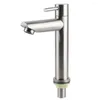 Bathroom Sink Faucets 304 Stainless Steel Silver Single Cold Faucet Counter Basin Kitchen Antirust Washbasin Tap Hardware