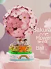 Play Mats Building Blocks Sakura Air Balloon Music Box Children Educational Assembly Toys for Girlfriend Valentine's Day Gift 230621