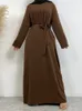 Ubranie etniczne Selle muzułmańska kobieta Abaya z kieszeniami Islamski swobodny i prosty długi sukienki Marokańska kaftan kobieta Dubai Abaya Ramadan Black 230620