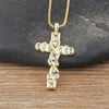 Chaînes AIBEF Croix Simple Géométrique Strass Pendentif Cuivre CZ Exquis Collier Accessoires Cadeau Quotidien Porter Prier Bijoux Religieux