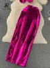 Dwuczęściowa sukienka Singreiny Summer Fashion Pu skórzana szczupłe garnitury Short Thirtshiny długie zestawy spódnicy wakacje seksowne dwa elementy zestawy 230620