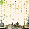Nuevo oro musulmán Ramadán Banner Luna estrella lámpara colgante guirnalda ornamento EID Mubarak decoración del hogar 2023 Ramadán Mubarak suministros
