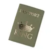 Fashion Lover Couple Passport Cover Hot Stamping Letter King & Queen Travel Passport Holder Wallet Women Men Credit Card Holder