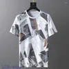 Men's T-shirts t Shirts Summer Plus Size Ice Silk Cotton T-shirt Geometric Wild Short-sleeved Tide 10xl 9xl Oversized Shirt