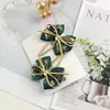 Accesorios para el cabello 12Sets Glitter Ribbon Bow Snap Clips Barrettes Bowknot Bandas elásticas XMAS Year Headwear Boutique