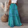 Skirts 2023 Women'S Summer Elastic Waist Maxi Skirts Boho A Line Flowy Long Skirts With Pockets Bohemian Skirts For Ladies J230621