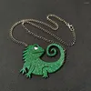 Pendant Necklaces KUGUYS Lizard Chameleon Necklace For Women Men Green Glitter Acrylic Animal Black Chain Fashion Jewelry Accessories