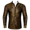 Herrenhemden Barry.Wang 4XL Luxus Gold Paisley Seidenhemden Männer Langarm Casual Blumenhemden für Männer Designer Fit Hemd BY-0061 230620