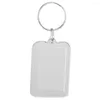 Jewelry Pouches Lot Of 10Pcs Keyring DIY Detachable White Rectangle Po Frame 3.3x5cm